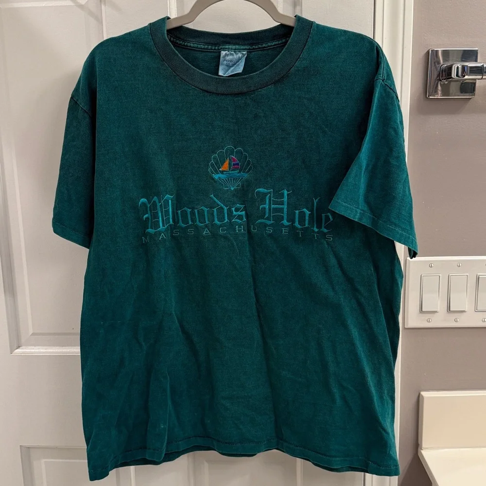 Vintage Oneita Embroidered Massachusetts Travel Sailing Single Stitch Tshirt
